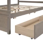 Full Size Luxe Canopy Bed with Storage Drawers: Effortless Elegance in Brushed Light Brown - Image 5