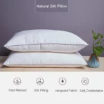 Mulberry Silk Bedding Pillows 48*74 1100 Grams Natural Silk Filling Jacquard Anti Mite Soft Fluffy Hotel Neck Sleeping Pillows - Image 2