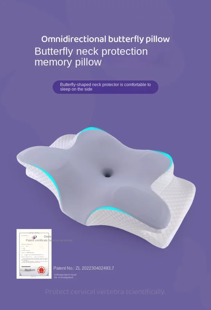 Memory Foam Cervical Pillow Ergonomic Orthopedic Neck Pain Pillow Slow Rebound Memory Cotton Butterfly Pillows For Sleeping - Image 9