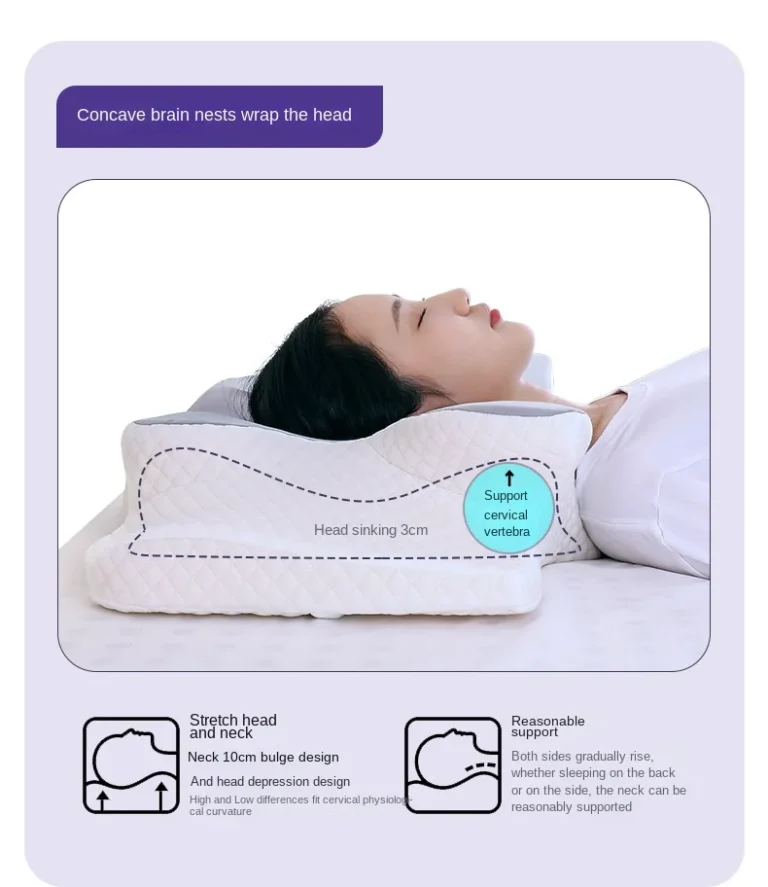 Memory Foam Cervical Pillow Ergonomic Orthopedic Neck Pain Pillow Slow Rebound Memory Cotton Butterfly Pillows For Sleeping - Image 12