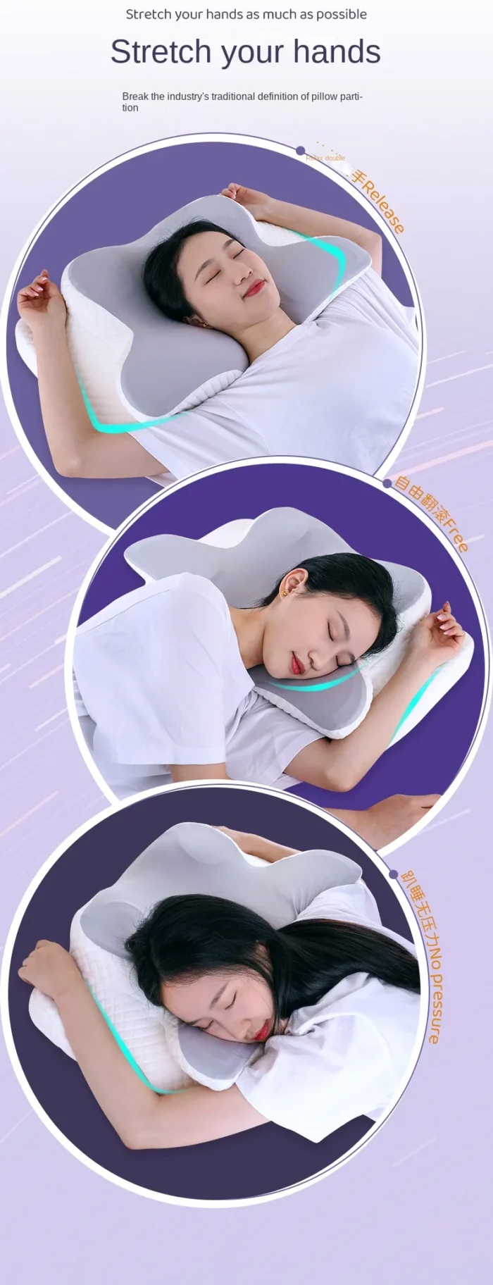 Memory Foam Cervical Pillow Ergonomic Orthopedic Neck Pain Pillow Slow Rebound Memory Cotton Butterfly Pillows For Sleeping - Image 16