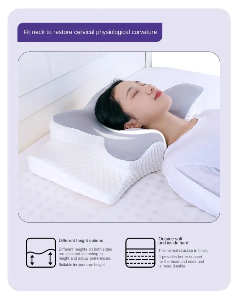 Memory Foam Cervical Pillow Ergonomic Orthopedic Neck Pain Pillow Slow Rebound Memory Cotton Butterfly Pillows For Sleeping - Image 13