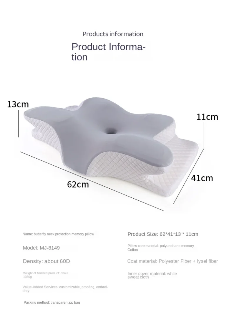 Memory Foam Cervical Pillow Ergonomic Orthopedic Neck Pain Pillow Slow Rebound Memory Cotton Butterfly Pillows For Sleeping - Image 20