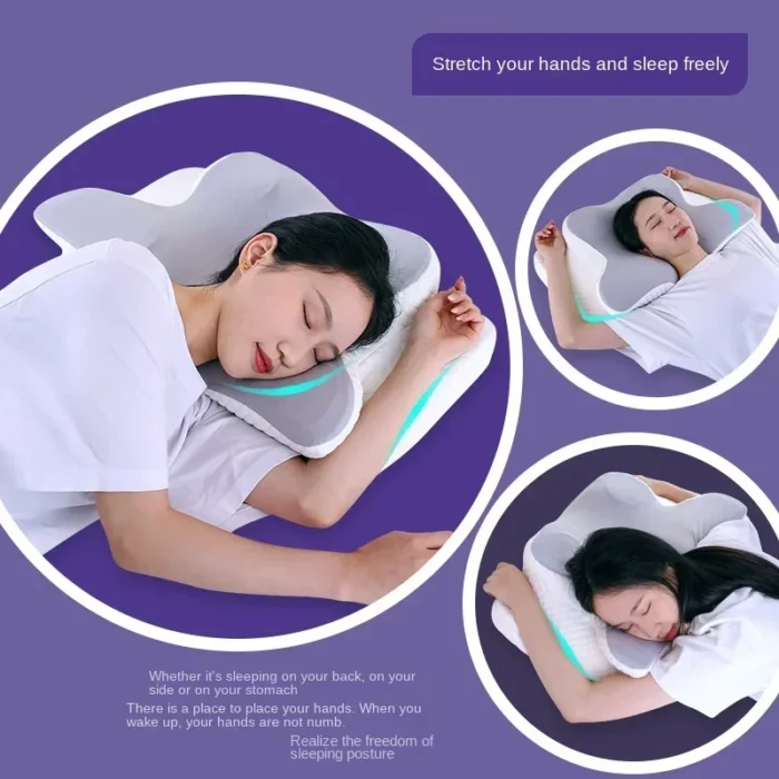 Memory Foam Cervical Pillow Ergonomic Orthopedic Neck Pain Pillow Slow Rebound Memory Cotton Butterfly Pillows For Sleeping - Image 2