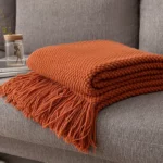 Morandi Calm Throw  Soft Knit Blanket with Tassels