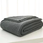 Burgundy Calm Knit Throw Premium Cotton Cable Blanket - Image 8