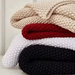 Burgundy Calm Knit Throw Premium Cotton Cable Blanket